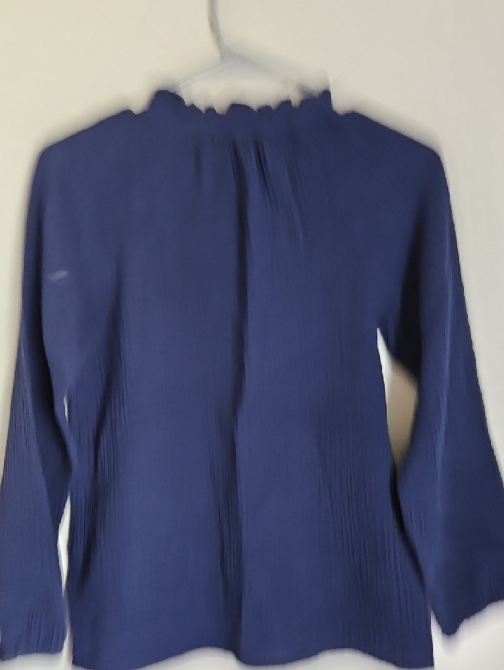 J. Crew Navy Ruffle Tie-Neck Tunic Top - Picture 7 of 7